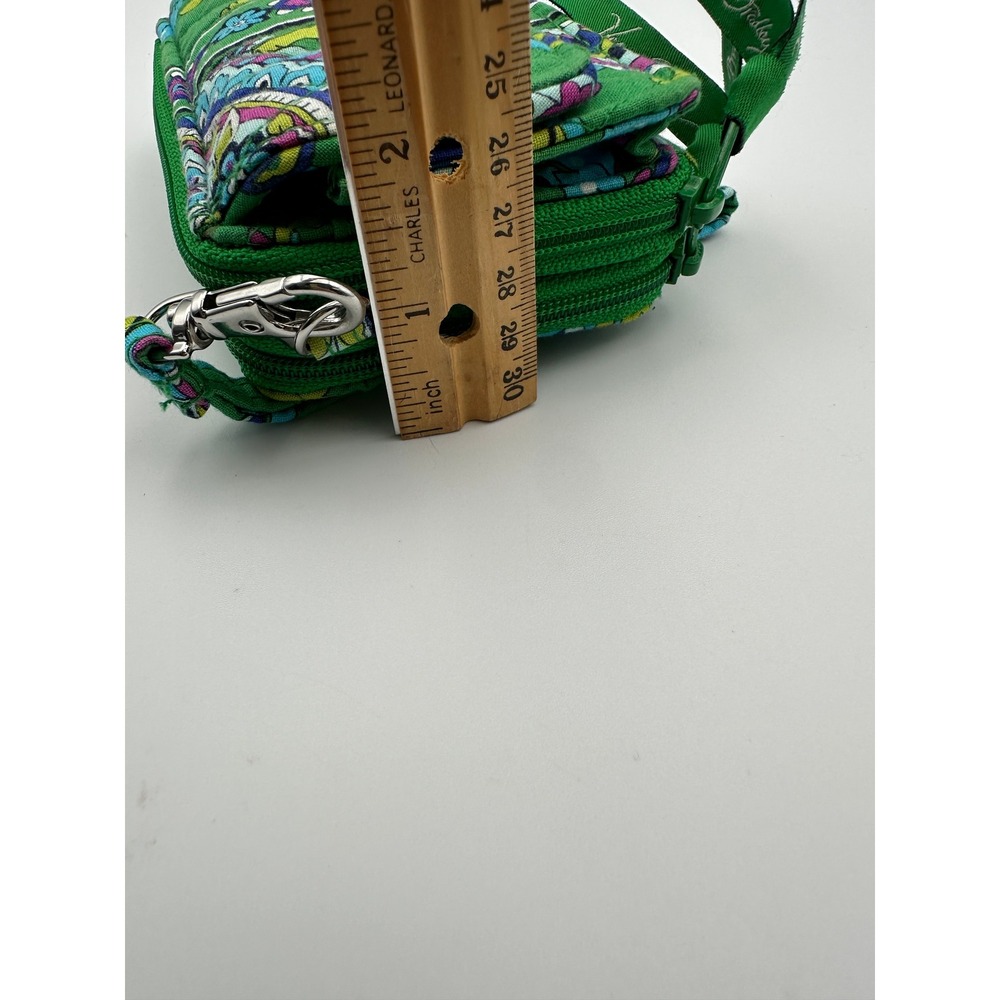 Vera Bradley All In One Crossbody Green Emerald Paisley Quilted Cotton Wristlet - Picture 10 of 16